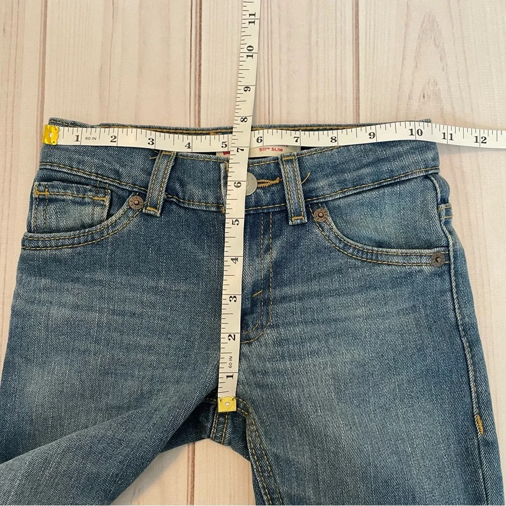 Levi’s Performance 511 Slim Jeans Boys Size 4 Blue Straight Leg Adjustable Waist - Picture 11 of 14